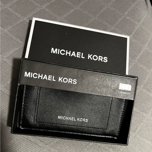 MICHAEL KORS Men's Leather Zip Wallet/black - Picture 1 of 9